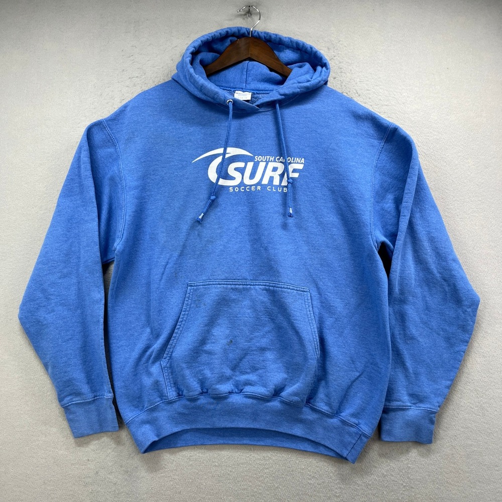 South Carolina SC Surf Soccer Club Hoodie Unisex L Blue Fleece Pullover Sporty